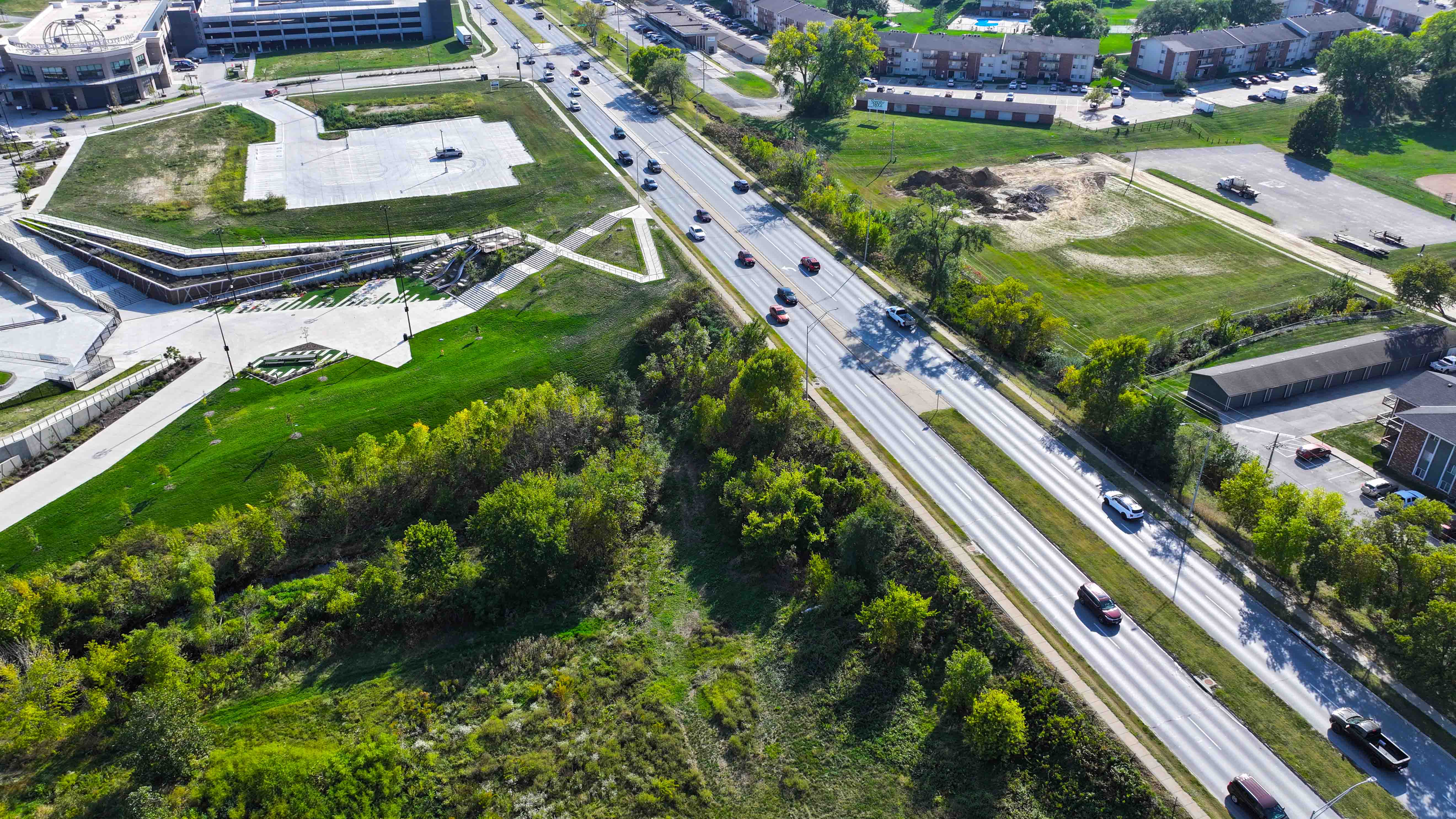 Drone photo of 84th Street near the bridge project site